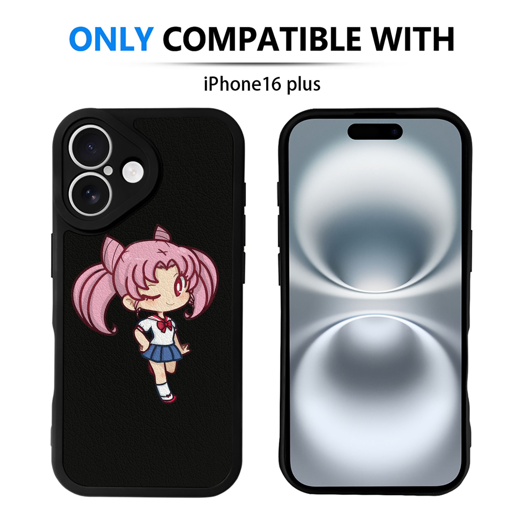 （画像用） 美少女戦士セーラームーン ちびうさ Sailor Moon Chibiusa Tsukino Usagi Small Lady Serenity 【iPhone 16シリーズ対応】シリコンスマホケース（レザー調） 材質：シリコン